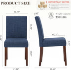 Upholstered Dining Chairs Set of 6, Modern Fabric Dining Room Chair, Wooden Dining Chair, Kitchen Side Chairs, Farmhouse Dinner Chair with High Back for Kitchen, Blue