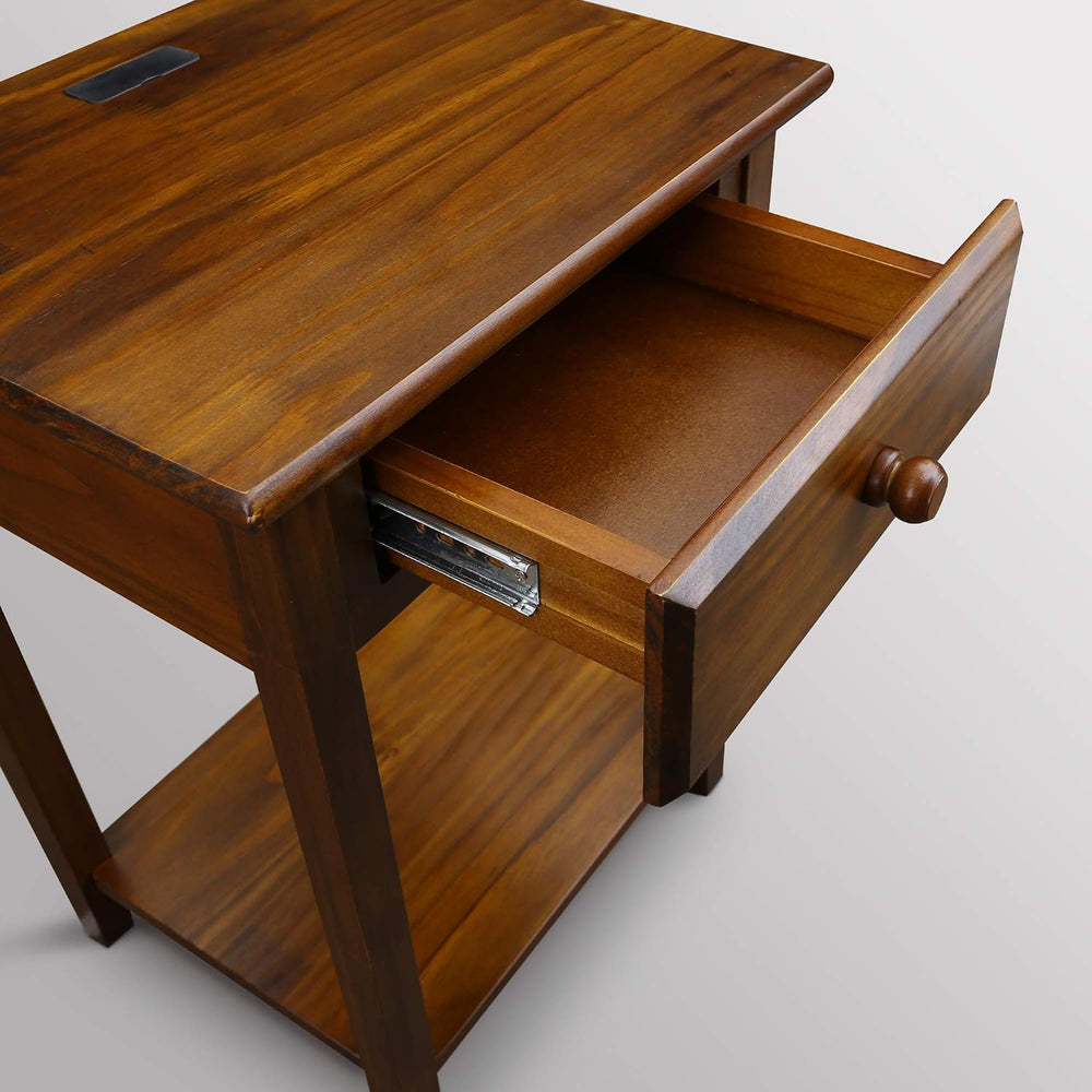 Casual Home Owl Night Stand with USB Port Charging Station and Drawer, 17.5&q...