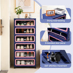 SAYMA Foldable Shoe Rack Organizer, Collapsible Shoe Cabinet with Magnetic Clear Door, Large Plastic Folding Shoe Cabinet, Easy Assembly Shoe Shelves Organizer for Entryway, 6 Tiers-12Pairs