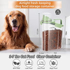 Dog Food Storage Container, Upgraded Large Nozzle BPA-free, 3-5 LBS Plastic Pet Food Storage Containers, With 4 Sealed Clasps, 1 Measuring Cup and Handle (Bright Green)
