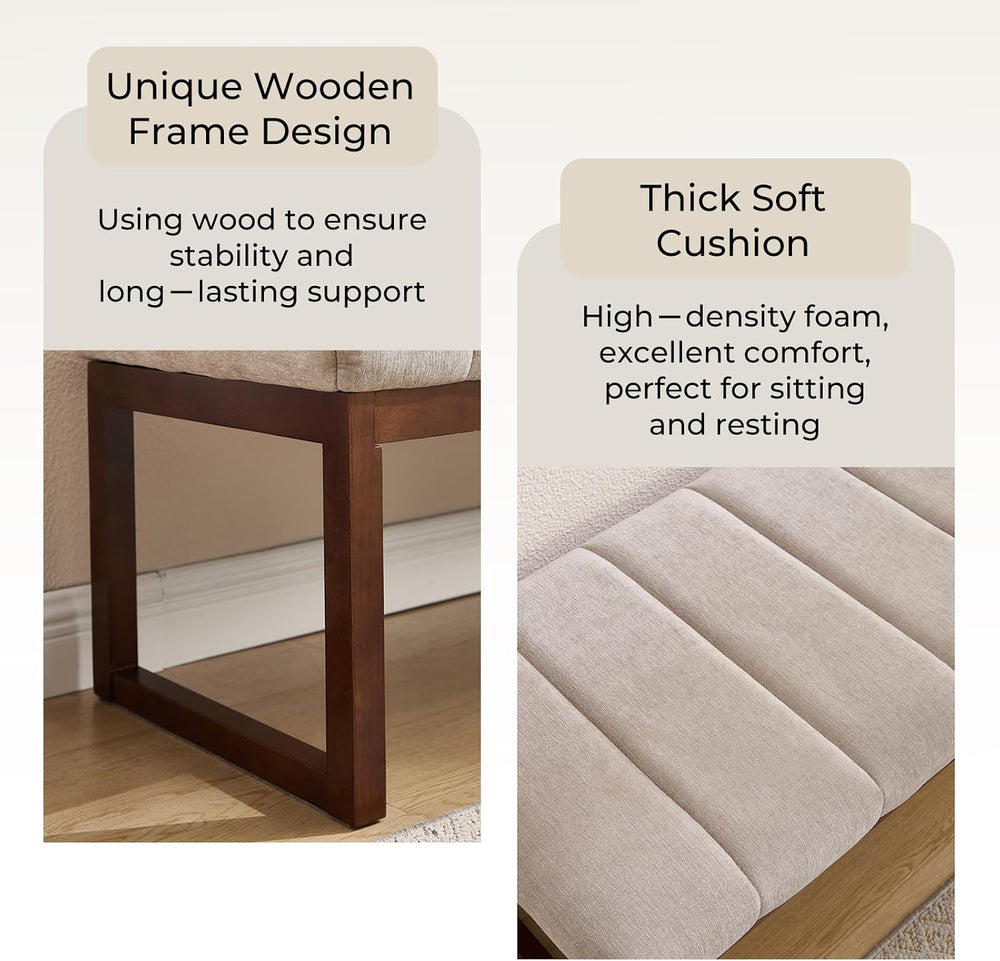Bedroom Bench for End of Bed, 53.2" Modern Upholstered Chenille Fabric E...