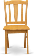 East West Furniture ESDL3-OAK-W 3 Piece Kitchen Table Set for Small Spaces Contains a Round Dining Room Table with Pedestal and 2 Solid Wood Seat Chairs, 30x30 Inch, Oak