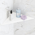 Bathroom Corner Shelf, Recessed 12" Shower Shelf Caddy, SUS304 Stainless Steel Shelf Wall Mount Triangular, No Drilling, Matte White