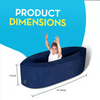 TED KANGAROO Sensory Chair for Kids — Sensory Soft Canoe for Children – Deluxe Adjustable Compression Peapod Foam Dark Blue