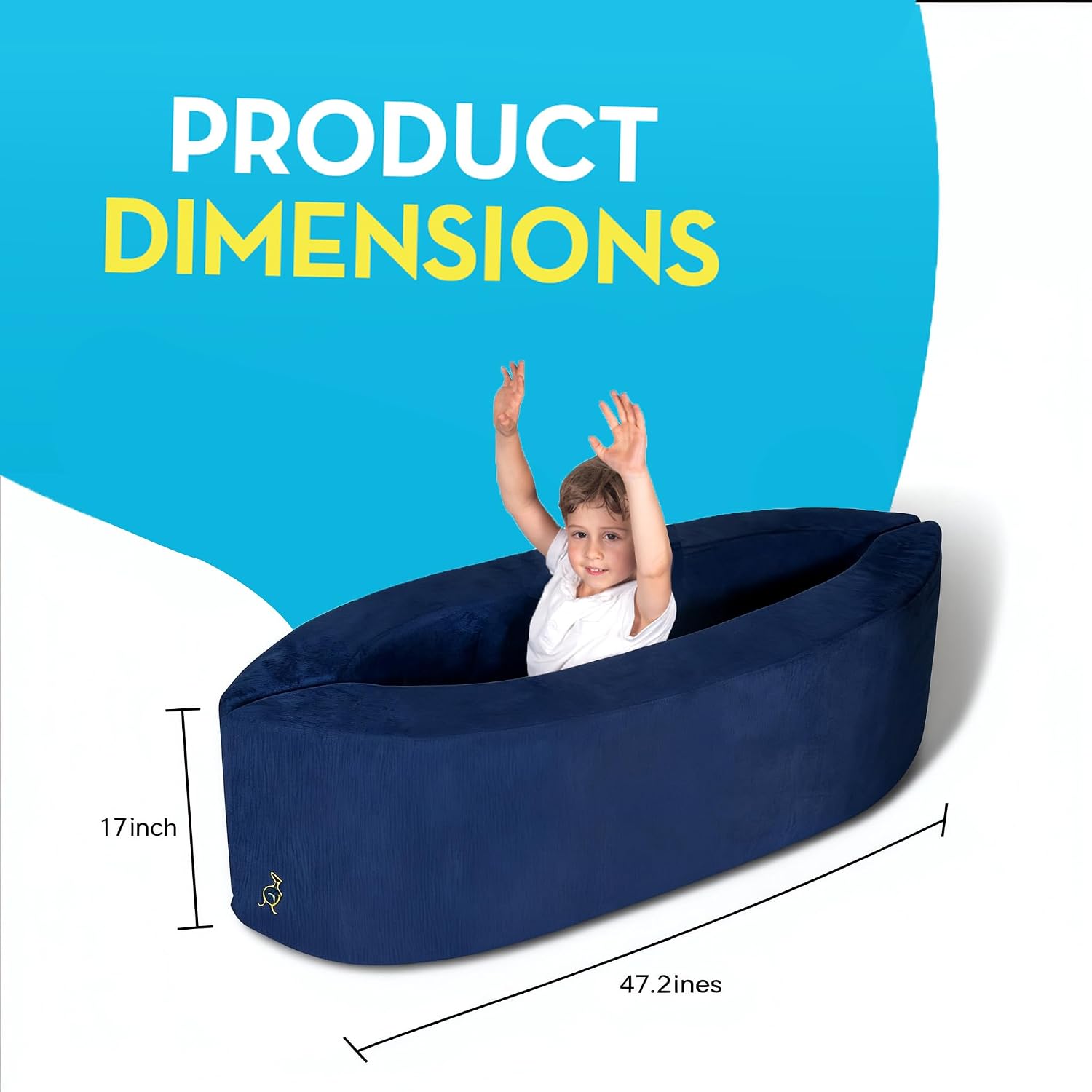 TED KANGAROO Sensory Chair for Kids — Sensory Soft Canoe for Children – Deluxe Adjustable Compression Peapod Foam Dark Blue