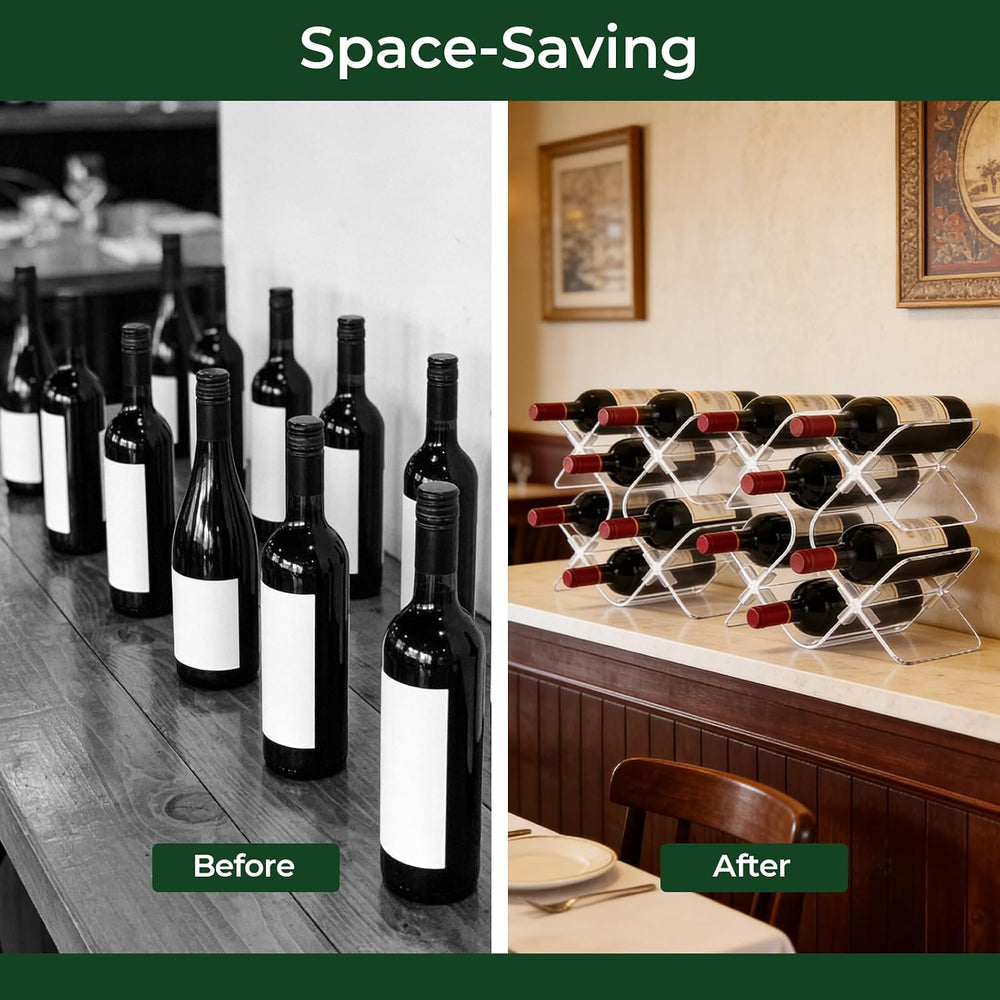Acrylic 6 Bottle Countertop Wine Rack, Clear Freestanding Tabletop Holder | C...