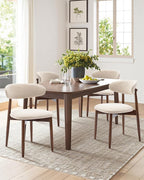 Dining Room Chairs Set of 2, Upholstered Farmhouse Dining Chairs, Modern Fabric Kitchen Chairs with Solid Wood Leg,Beige