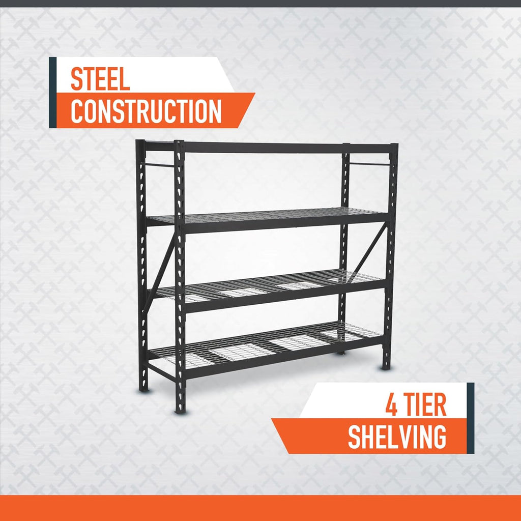 Ironton 4-Tier Industrial Steel Shelving Unit, 8,000-Pound Load Capacity, Garage Storage Rack, 77" W x 24" D x 72" H