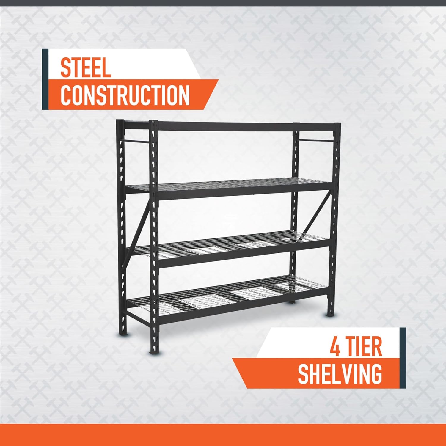Ironton 4-Tier Industrial Steel Shelving Unit, 8,000-Pound Load Capacity, Garage Storage Rack, 77" W x 24" D x 72" H