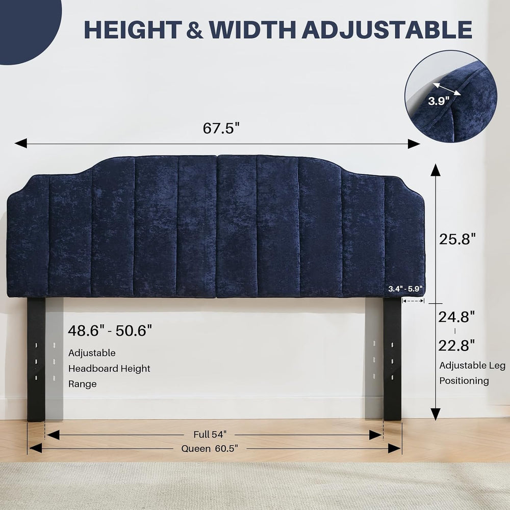 Queen Size Headboard Only, Dark Blue Upholstered Headboards