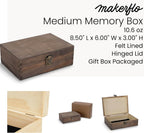 makerflo Medium Black Pine Wood Memory Box with Black Felt Inside, Hinged with Clasp, Keepsake Wooden Box Ideal for Craft, Personalization (Laser Engraving, Epoxy, UV DTF, and Vinyl) – Pack of 1
