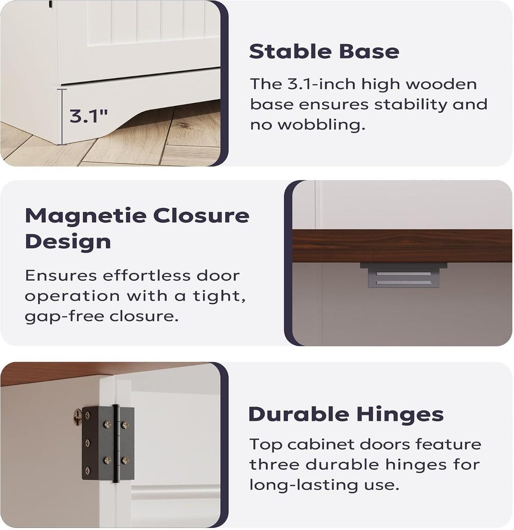 Furnify 72" Tall Kitchen Pantry Cabinet with Door Organizer, White | Far...