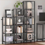 TUTOTAK Bookshelf, 6-Tier Tall Book Shelf, Narrow Bookcase for Small Space, DIY Stackable Bookshelf, for Living Room, Office, Study, Entryway, Industrial, Black BS01BK006