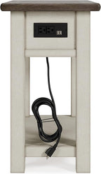 Signature Design by Ashley Bolanburg Farmhouse Chair Side End Table, Light Brown & Whitewash