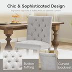 Upholstered Tufted Chenille Dining Side Chairs, Armless Nailhead Trim Chairs with Solid Wood Legs, Modern Farmhouse Chairs for Dining Room, Kitchen & Living Room (Set of 4, Beige)