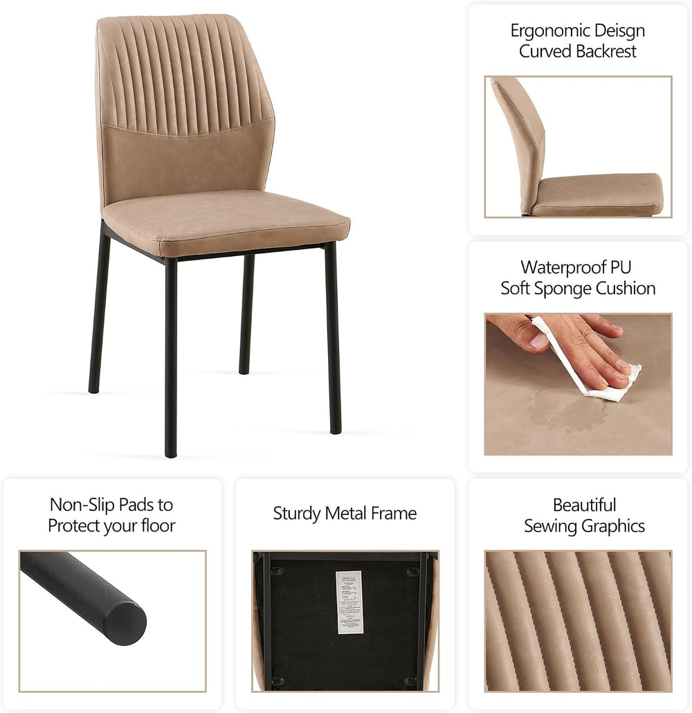 Comfortable Dining Chairs Set of 4 Upholstered Faux Leather Cushion Seat | Er...