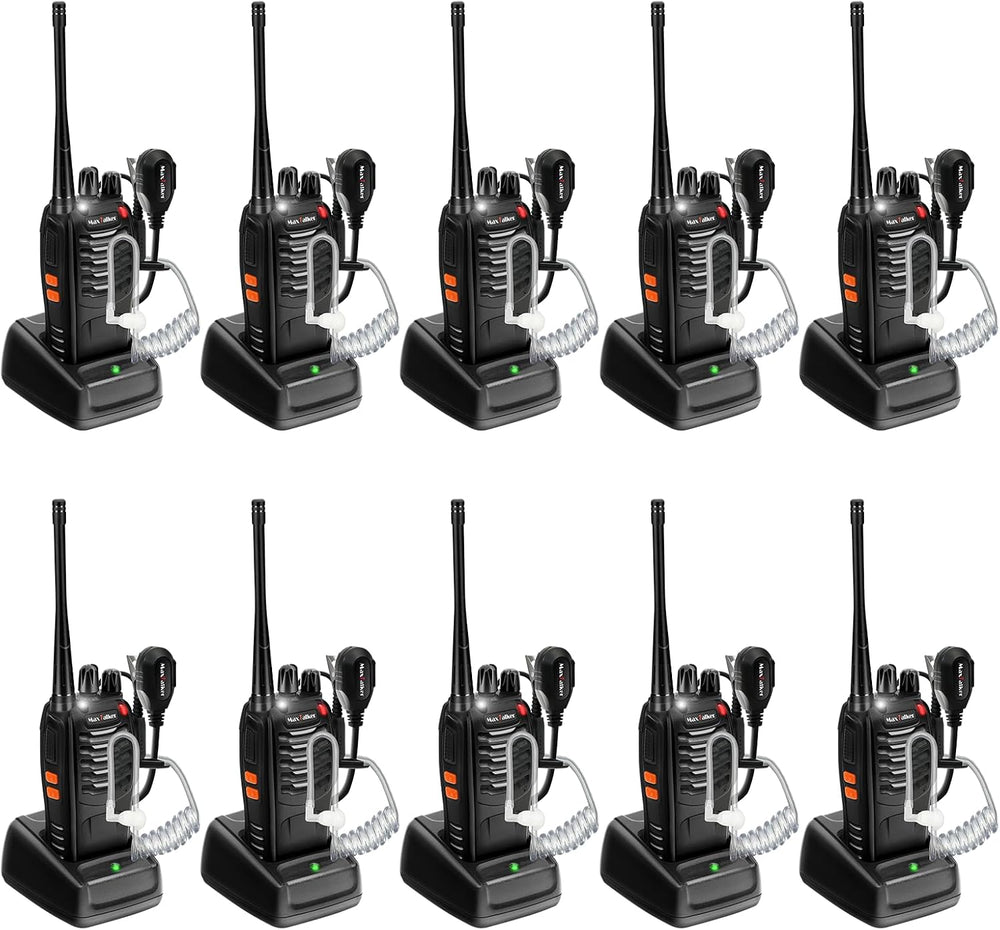 Rechargeable Walkie Talkies Long-Range Two way Radio with Earpieces 10Pack