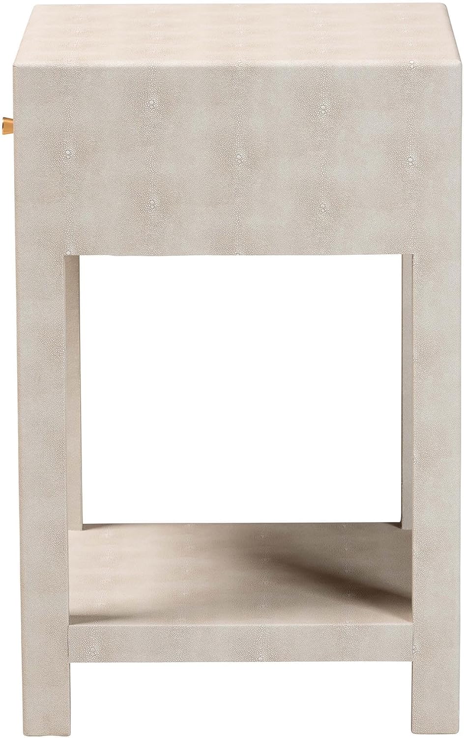 Baxton Studio Dansby Modern Beige Faux Shagreen 1-Drawer End Table
