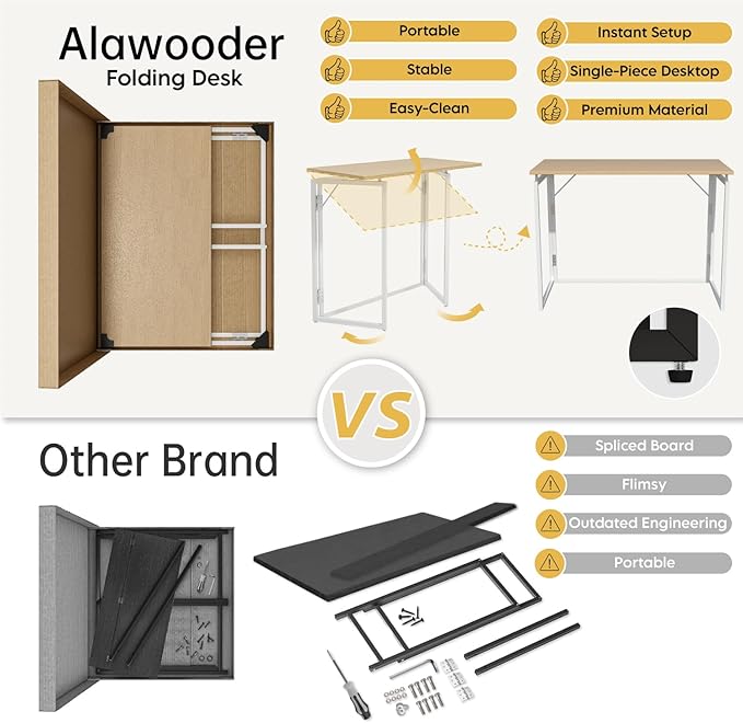 Folding Desk 30 Inch - Small Foldable Desk for Small Space Minimalist, Space Saving Collapsible Compact Desk Portable Table for Craft, Writing, Study and Work (No Assembly Required)