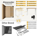 Folding Desk 40 Inch - Small Foldable Desk for Small Space Minimalist, Space Saving Collapsible Compact Desk Portable Table for Craft, Writing, Study and Work (No Assembly Required)
