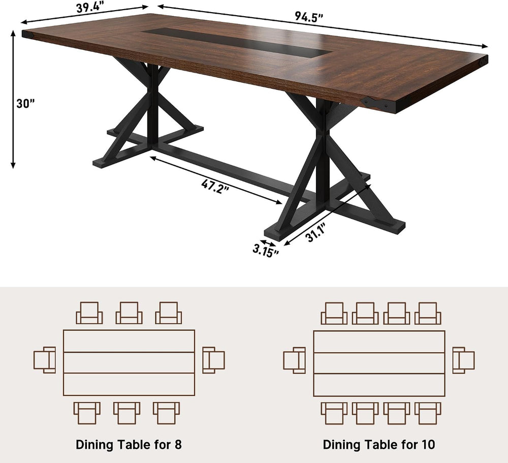 Hlivelood Dining Table for 8 10 People,Rectangular Kitchen Farmhouse Table W/...