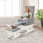 Costzon Baby Glider and Ottoman Cushion Set, Wood Baby Rocker Nursery Furniture for Napping, Nursing, Reading, Upholstered Hoop Glider & Ottoman Comfort Nursery Chair w/Padded Armrests (Gray)