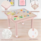 DOREROOM Kids Table & 2 Chairs, Height Adjustable (17.7"-26.1"), Pink-W | Graffiti Desktop,Table Supports 300 lbs,Toddler Ages 3-8，Children Multi-Activity Table Set for Playroom, Daycare, Classroom