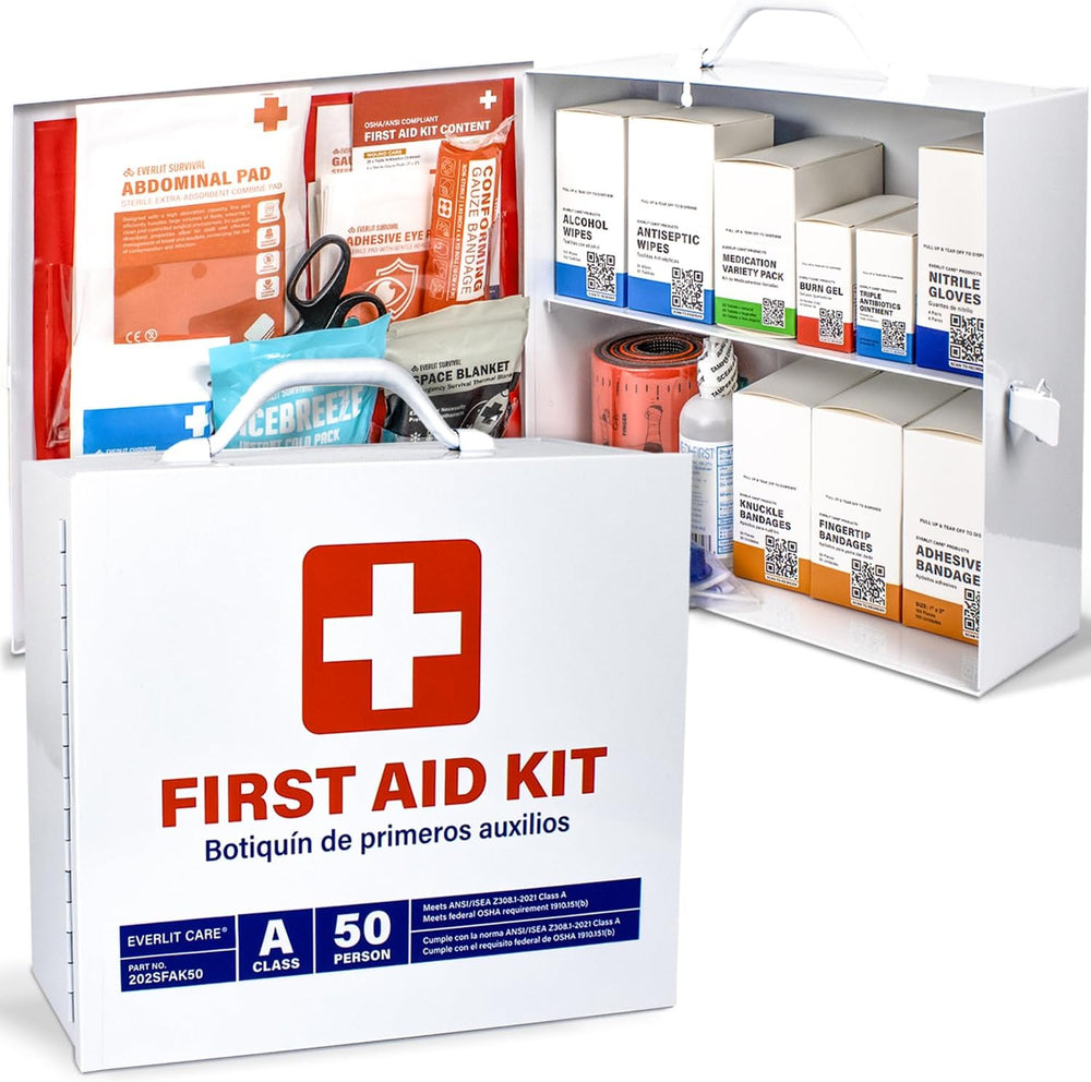 EVERLIT CARE 2-Shelf OSHA-Compliant First Aid Kit, ANSI Class A 50 Person Eme...