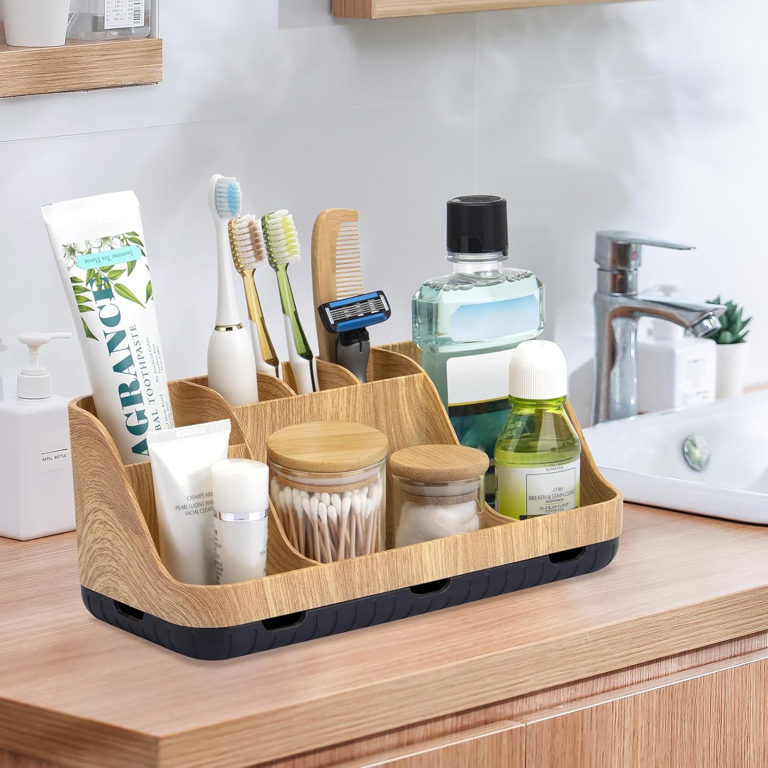 Bathroom Organizers and Storage - Detachable 7 Slots Kids Electric Toothbrush and Toothpaste Holde Drainage for Bathroom Accessories Organization Counter Vanity Storage