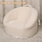 Mini Toddler Chair Comfy - 17.3'' Compact Kids Couch with Carry Handle, Soft Teddy Plush Toddle Chair, Washable Cover & Sturdy Design for Nursery & Playroom - White