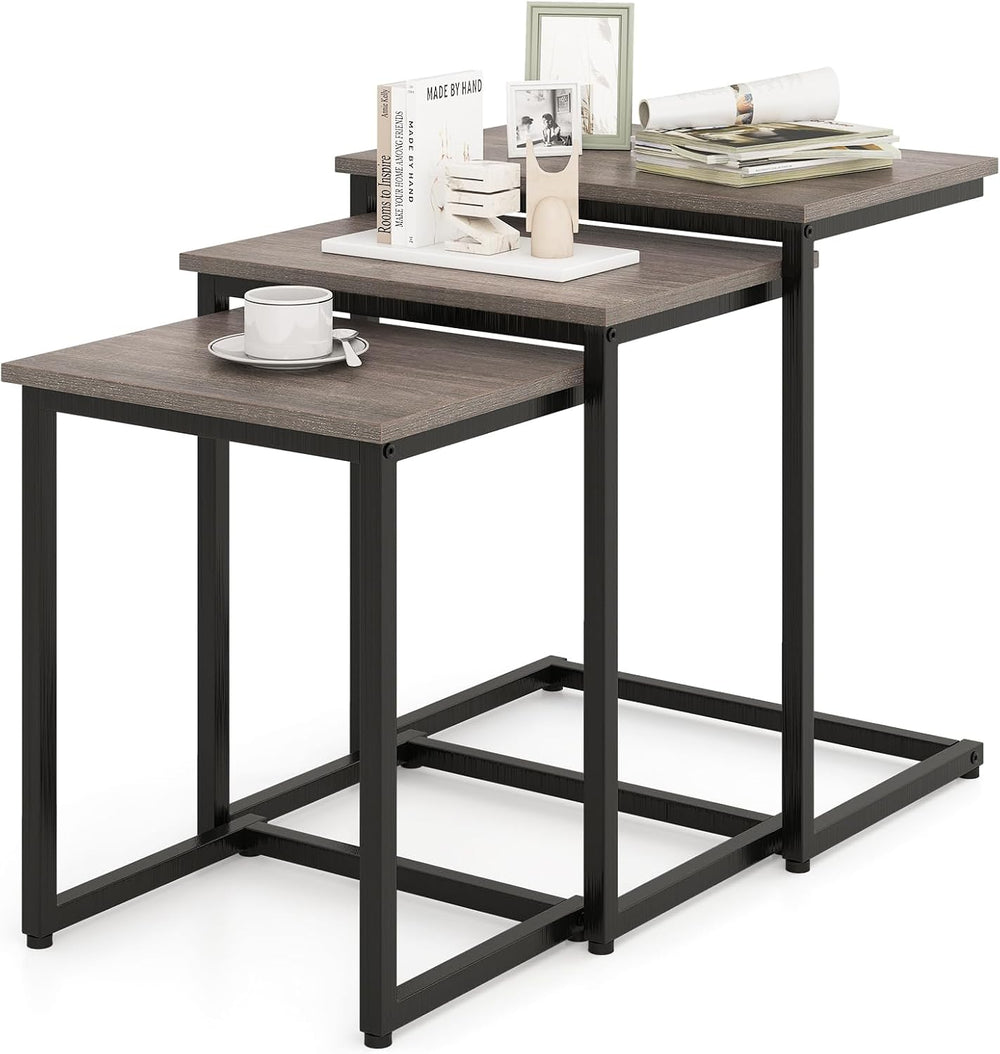 GOFLAME Nesting Coffee Tables Set of 3, Rectangular Nesting Center Table with...