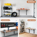 TORACK Heavy-Duty 18 inch Folding Wall Shelf Brackets, Space-Saving Collapsible Shelf Brackets for Garage, Kitchen, Laundry, 550 lbs Capacity, Wall-Mounted Support Hinges for Workbench/Table