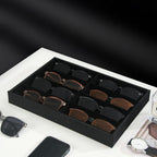 Julysky Sunglass Organizer Tray,8 Grids Watch Holder Display Jewelry Tray for Drawer, Jewelry Display Organizer Tray Box for Men （Black