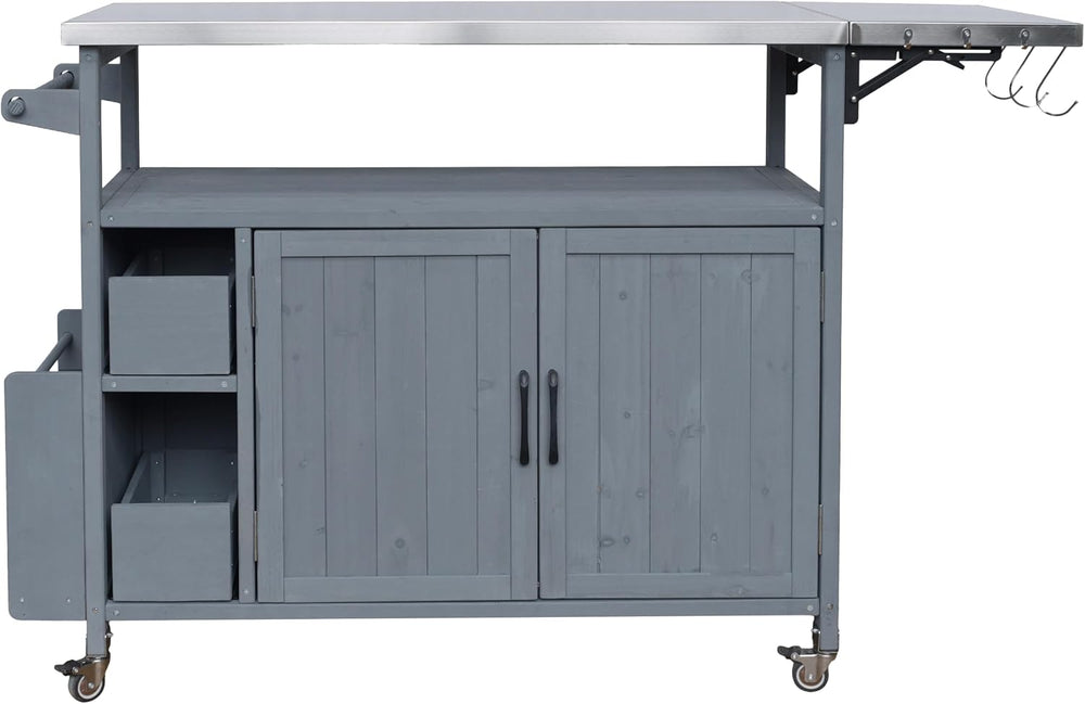 Christopher Knight Home Outdoor Bar Cart with Stainless Steel Top and Lockabl...