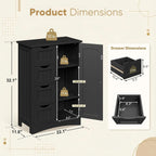 SUPER DEAL Bathroom Storage Cabinet with 4 Drawers and 1 Cupboard, Entryway Home Decor Furniture Towels Storage Organizer Unit, Black