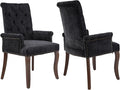 Upholstered Tufted Chenille Dining Chairs with Arms & Nailhead Trim – Solid Wood Frame & Legs, Modern Farmhouse for Dining, Kitchen & Living Room (Set of 2, Charcoal Gray)