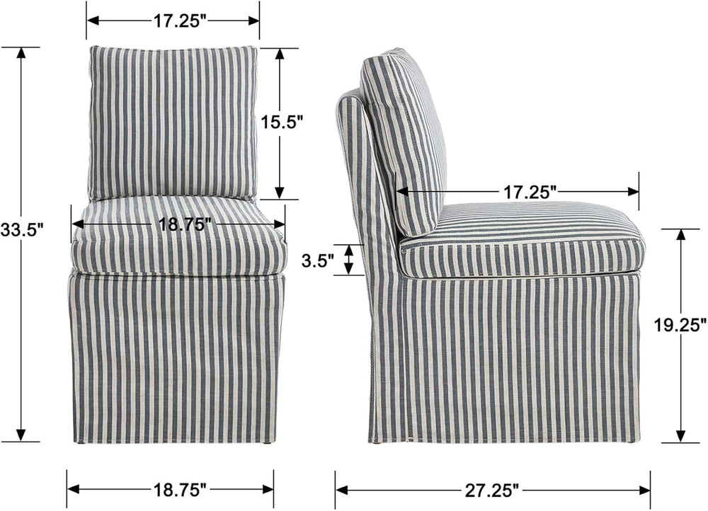 Kmax Slipcovered Dining Chairs Set of 4, Modern Upholstered Armless Kitchen C...