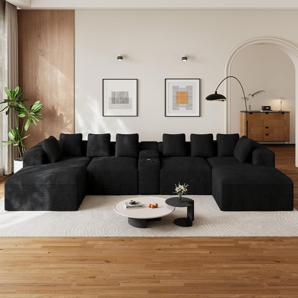 ONEMMLION 143" Oversized Cloud Sectional Couch for Living Room, Black | ...