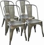 FDW | Set of 4 Metal Dining Chairs | Bronze | Stackable Tolix Side Chairs with Backrest | Scratch-Resistant | Non-Slip Feet | Indoor/Outdoor Use | 330 lbs Capacity | Ideal for Kitchen & Restaurant