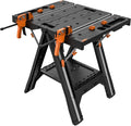 Worx Pegasus 2-in-1 Folding Work Table & Sawhorse, Easy Setup Portable Workbench, 31" W x 25" D x 32" H Lightweight Worktable with Heavy-Duty Load Capacity, WX051 - Includes 2 Clamps & 4 Clamp Dogs