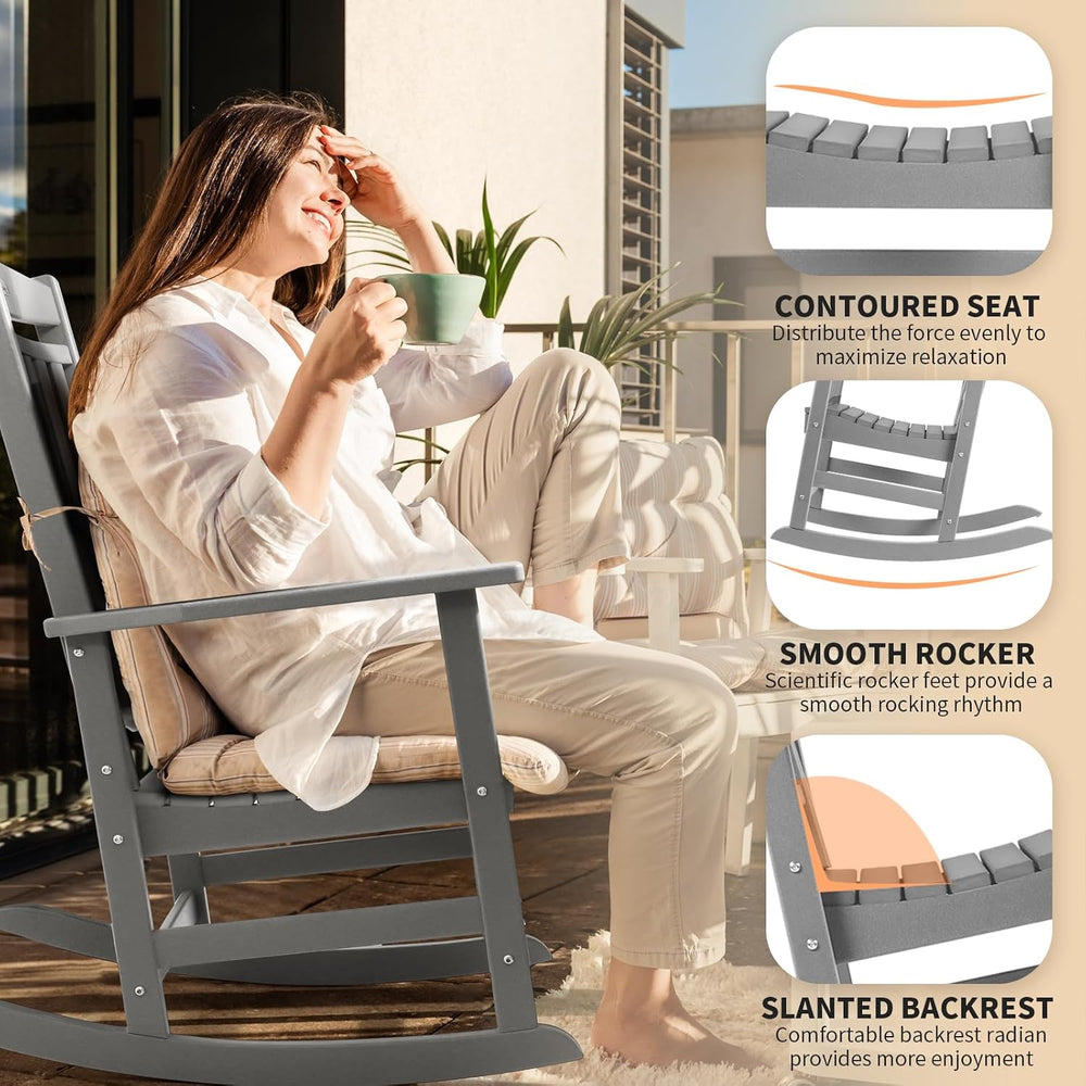 FUNBERRY Oversized Outdoor Rocking Chair, Poly Lumber Rocker, Patio Rockers |...