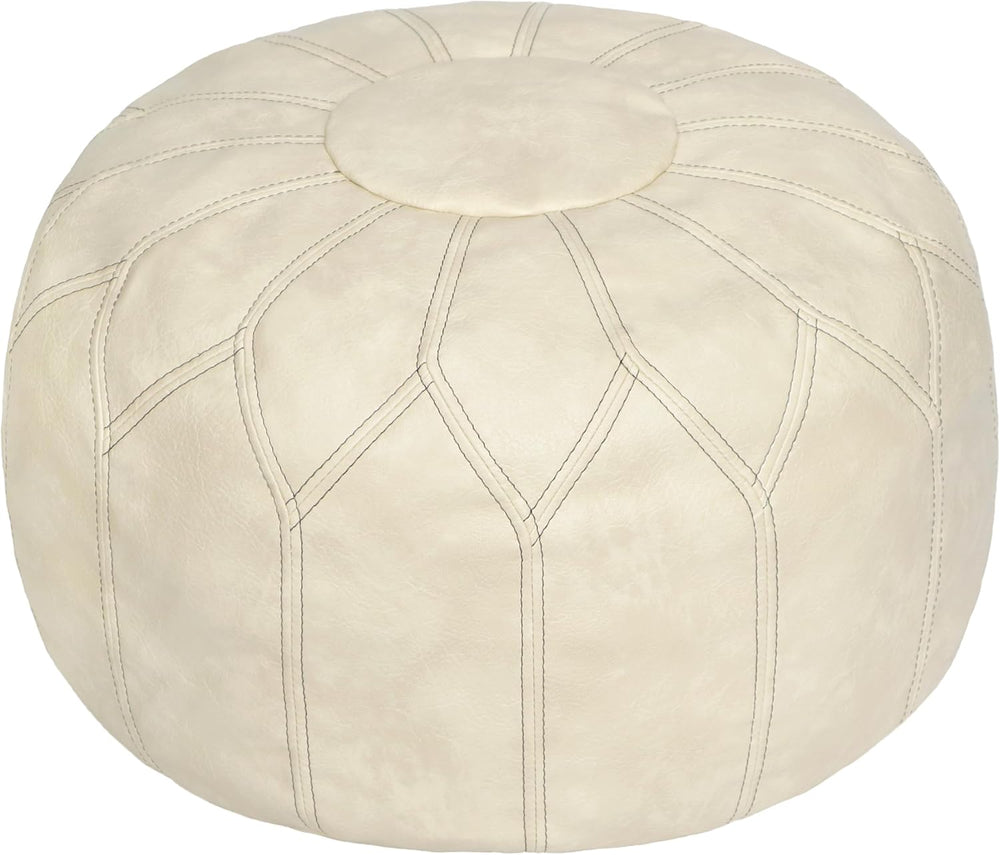 Thgonwid Unstuffed Moroccan Faux Leather Pouf Ottoman Cover with Storage - Bo...