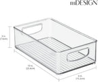 mDesign Small Plastic Storage Organizer Container Bin, Closet Organization for Hallway, Bedroom, Linen, Coat, Entryway - Holds Clothing, Blankets, Accessories, Toys - Ligne Collection, 4 Pack, Clear