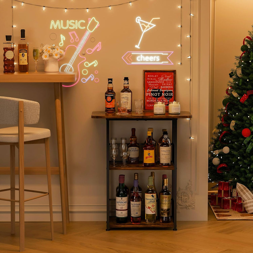 Floor Standing Freestanding Whiskey Rack: 3 Tier Wine Rack ,Mini Bar Cart | W...