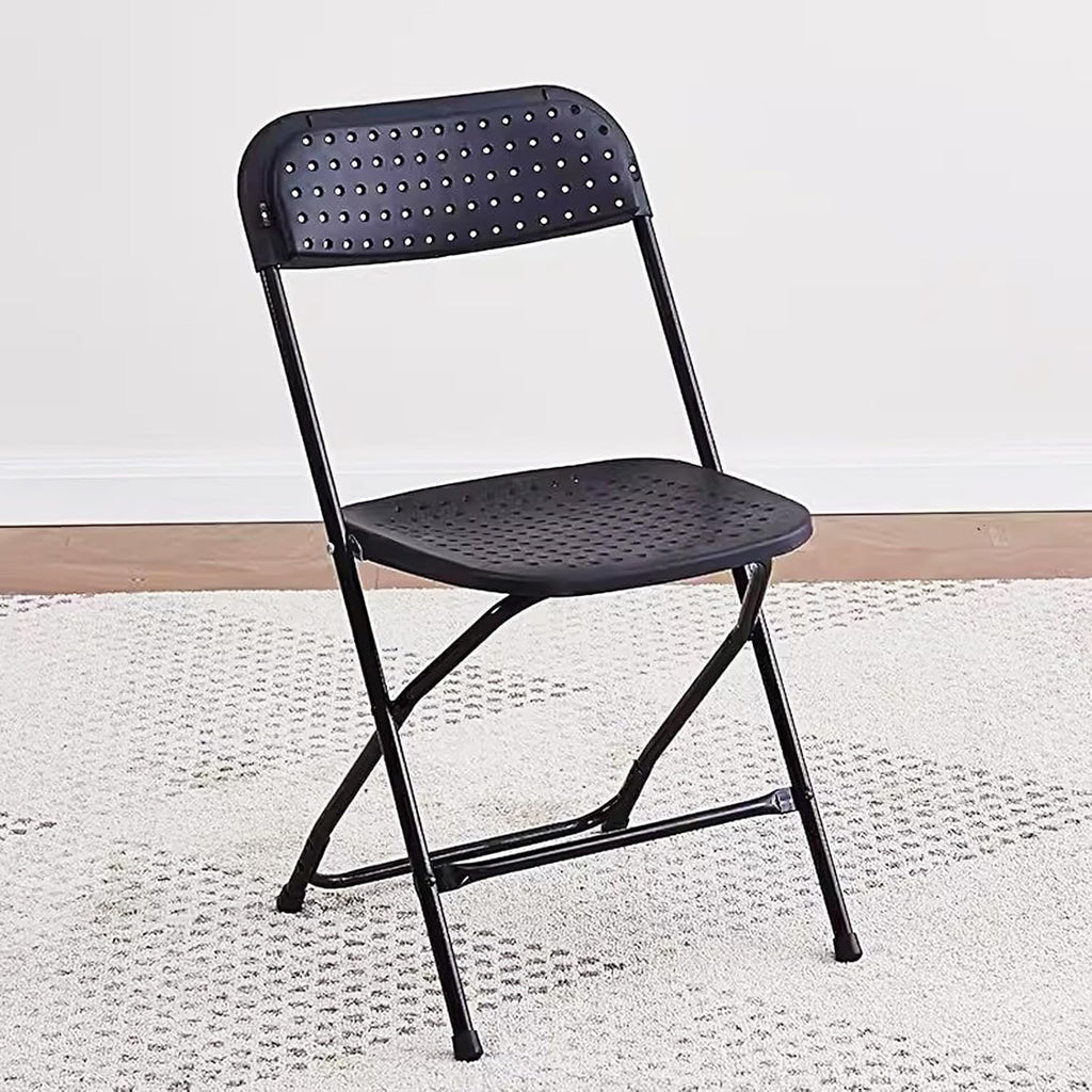 Plastic Folding Chairs, Indoor Outdoor Portable Stackable Commercial Seat with Steel Frame 440lb. Capacity(Black)