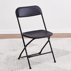 Plastic Folding Chairs, Indoor Outdoor Portable Stackable Commercial Seat with Steel Frame 440lb. Capacity(Black)