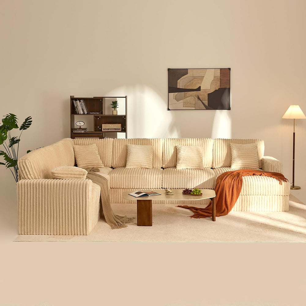 GOSUHI 139" U-Shaped Cloud Couch, Modular Sectional, Deep Seats, White |...