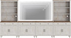 WAMPAT Entertainment Center with Bookshelves for TVs up to 75", Farmhouse Wall Unit TV Stand with 8 Doors & 4 Drawer, Media Console Table for Living Room, Bedroom & Home Theater, Rustic White