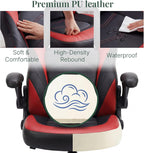 Ergonomic Computer Gaming Chair with Flip-up Armrest, Height Adjustable PU Leather Home Office Desk Chair with Lumbar Support Swivel Wheels and for Adults and Kids, Scarlet Red