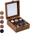 Watch Box, Watch Case for Men Women with Large Glass Lid, Wooden Watch Display Storage Box with 6 - Slots, Retro Burlywood 6x2 Mens Watch Box Organizer